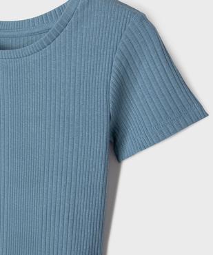Tee-shirt manches courtes en maille côtelée fille vue3 - GEMO 4G FILLE - GEMO