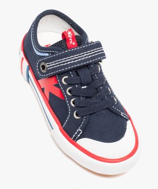 Baskets garçon en toile tricolores avec scratch et semelle à liseré - Kickers vue5 - KICKERS - GEMO