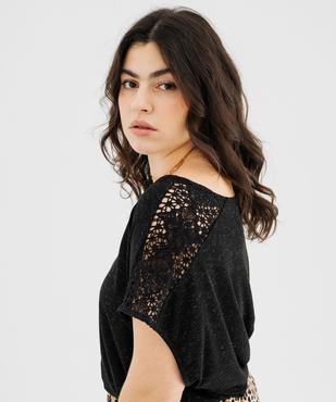 Tee-shirt à paillettes avec épaules brodées femme grande taille vue2 - GEMO (G TAILLE) - GEMO