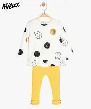 Ensemble bébé fille 2 pièces : tunique et legging en coton bio vue1 - GEMO 4G BEBE - GEMO