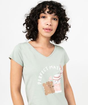 Chemise de nuit imprimée à manches courtes femme vue2 - GEMO 4G FEMME - GEMO