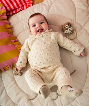 Gilet brassière en maille ajourée avec col à volant bébé fille vue5 - GEMO 4G BEBE - GEMO