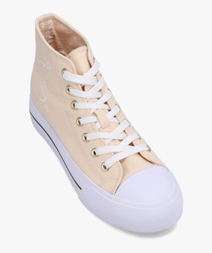 Baskets femme en toile montantes brodées lune vue5 - GEMO 4G FEMME - GEMO