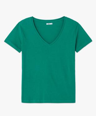 Tee-shirt femme à manches courtes avec col V vue4 - GEMO(FEMME PAP) - GEMO