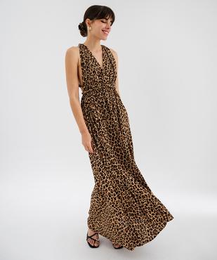 Robe longue dos-nu multi-look en viscose femme vue2 - GEMO(FEMME PAP) - GEMO
