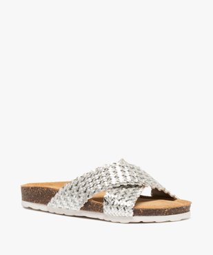 Mules femme plates à brides tressées métallisées vue2 - GEMO (CASUAL) - GEMO
