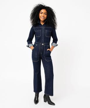 Combinaison pantalon en jean à manches longues femme vue1 - GEMO 4G FEMME - GEMO