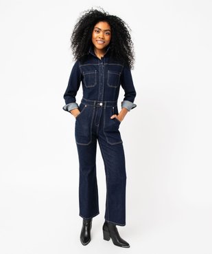 Combinaison pantalon en jean à manches longues femme vue1 - GEMO 4G FEMME - GEMO