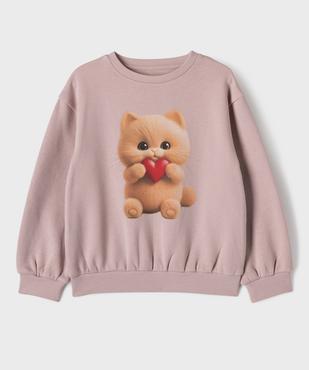 Sweat en molleton doux imprimé fille vue1 - GEMO 4G FILLE - GEMO