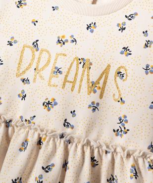 Robe sweat à manches longues fleurie bébé fille vue2 - GEMO(BEBE DEBT) - GEMO