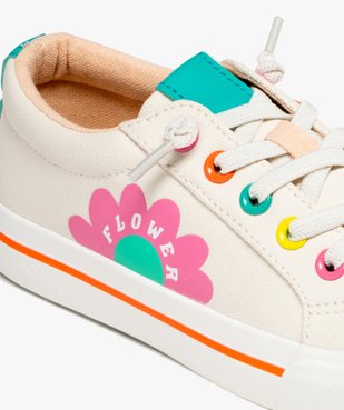 Baskets fille en toile unie avec oeillets fantaisie et semelle à liseré vue7 - GEMO 4G FILLE - GEMO