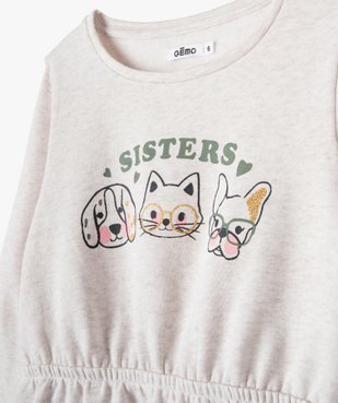 Robe sweat à manches longues avec motif pailleté fille vue2 - GEMO (ENFANT) - GEMO