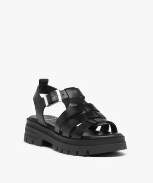 Sandales femme à semelle crantée et brides en cuir vue2 - GEMO (CASUAL) - GEMO