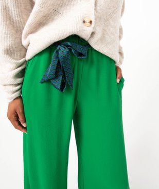 Pantalon en maille fluide avec ceinture imprimée femme vue2 - GEMO(FEMME PAP) - GEMO