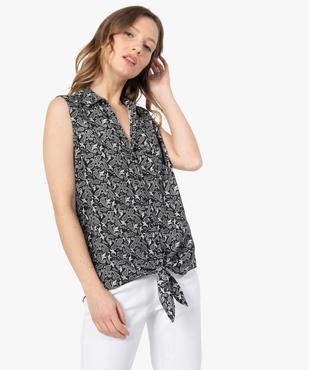 Chemise sans manches imprimée avec nœud dans le bas femme vue1 - GEMO 4G FEMME - GEMO