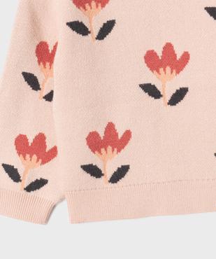 Pull en maille épaisse à motifs fleuris bébé fille vue2 - GEMO(BEBE DEBT) - GEMO