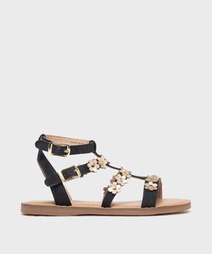 Sandales spartiates en cuir suédé et fleurs dorées fille - Lovely Wings vue1 - LOVELY WINGS GEMO FOR GOOD - GEMO