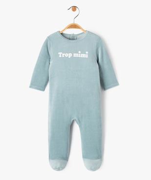 Pyjama dors-bien en velours avec message bébé vue1 - PREMIER PRIX BY GEMO - GEMO