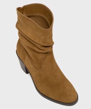Boots dessus cuir velours avec tige plissée femme - Tanéo vue6 - TANEO - GEMO