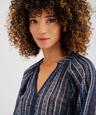 Blouse imprimée en voile avec empiècement froncé femme vue2 - GEMO(FEMME PAP) - GEMO