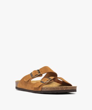 Mules homme à double brides à boucle unies noir vue2 - GEMO 4G HOMME - GEMO