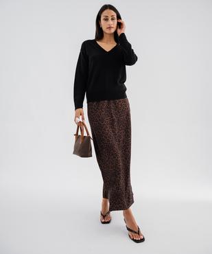 Pull col V en maille fine femme vue1 - GEMO(FEMME PAP) - GEMO