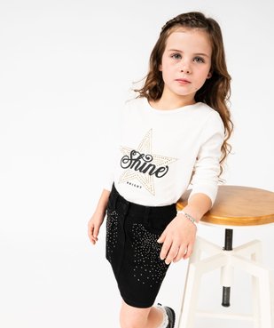 Tee-shirt à manches longues avec dos fantaisie et strass fille vue4 - GEMO 4G FILLE - GEMO