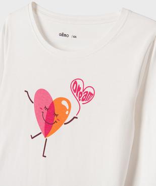Pyjama en coton bicolore motif coeur fille vue2 - GEMO 4G FILLE - GEMO