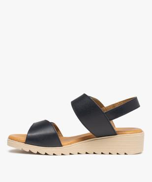 Sandales femme confort à brides scratch en cuir vue3 - GEMO (CASUAL) - GEMO