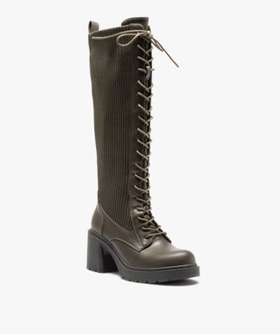  Bottes femme unies à lacets et tige en maille vue3 - GEMO(URBAIN) - GEMO