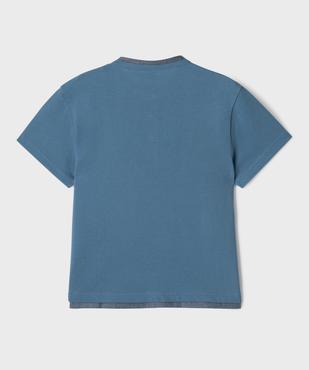 Tee-shirt à manches courtes col tunisien en maille piquée garçon vue3 - GEMO 4G GARCON - GEMO