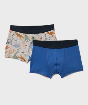 Boxers en coton stretch uni et motif dinosaures garçon (lot de 2) vue1 - GEMO 4G GARCON - GEMO