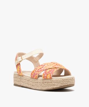 Sandales femme plateforme en corde dessus toile vue2 - GEMO (CASUAL) - GEMO