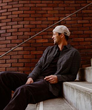 Chemise à carreaux en flanelle de coton homme vue1 - GEMO 4G HOMME - GEMO