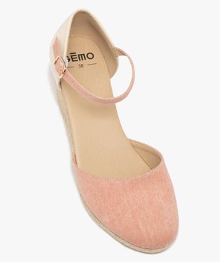 Sandales compensées dessus textile pailleté femme  vue5 - GEMO(URBAIN) - GEMO
