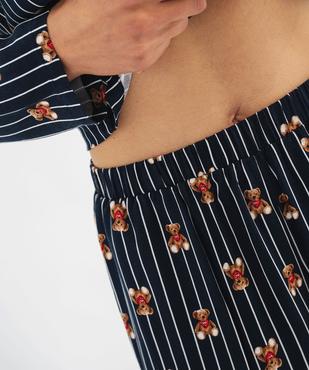 Ensemble de pyjama à rayures et motifs oursons femme - LuluCastagnette vue4 - LULUCASTAGNETTE - GEMO