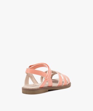 Sandales fille unies avec brides vernies à scratch vue4 - GEMO (ENFANT) - GEMO