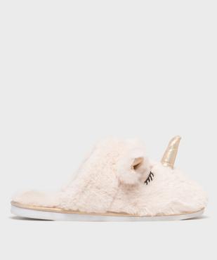 Chaussons mules en fourrure imitation forme licorne femme vue1 - GEMO 4G FEMME - GEMO