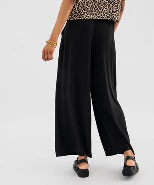 Pantalon large et fluide à taille élastiquée et liens à nouer femme vue3 - GEMO 4G FEMME - GEMO