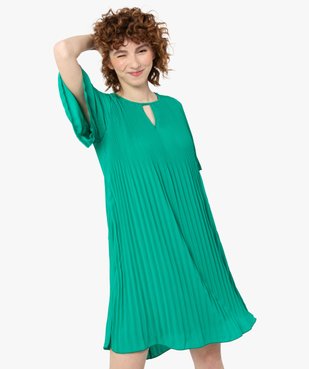 Robe femme en voile plissé à manches courtes vue1 - GEMO(FEMME PAP) - GEMO