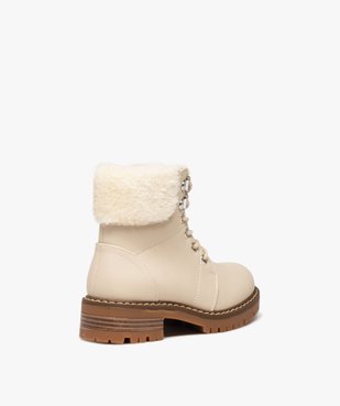 Boots fille unies à col fourré retourné avec lacets vue4 - GEMO (ENFANT) - GEMO