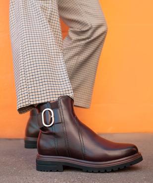 Boots plat dessus cuir avec semelle crantée femme - Tanéo vue7 - TANEO - GEMO