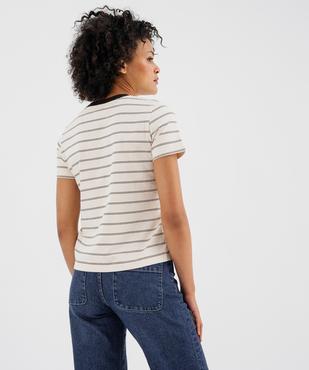 Tee-shirt manches courtes et col rond en coton résistant femme vue3 - GEMO(FEMME PAP) - GEMO