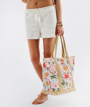 Short de plage en broderie anglaise femme vue1 - GEMO (PLAGE) - GEMO