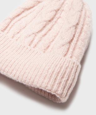 Bonnet en maille torsadée doublé polaire bébé fille vue2 - GEMO (ACCESS) - GEMO