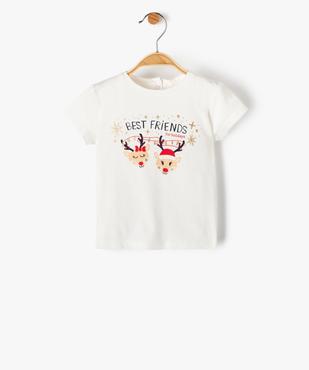 Tee-shirt bébé fille avec motif de Noël pailleté vue1 - GEMO(BEBE DEBT) - GEMO