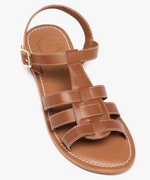 Sandales femme à talon plat dessus cuir uni – Tanéo vue5 - TANEO - GEMO