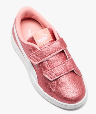 Baskets fille unies à scratch avec dessus pailleté - Puma vue5 - PUMA - GEMO