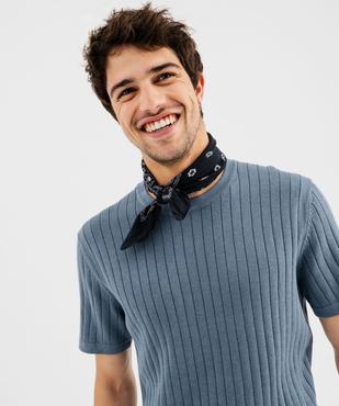 Tee-shirt manches courtes en maille côtelée homme vue1 - GEMO 4G HOMME - GEMO