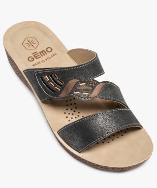 Mules femme confort brides métallisées à scratch vue5 - GEMO (CONFORT) - GEMO